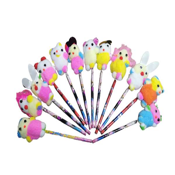 مداد مدل عروسک خرسی پولیشی مجموعه 12 عددی به همراه سرمدادی