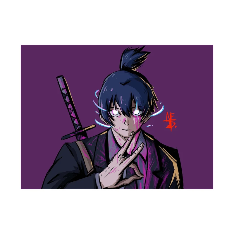 استیکر لپ تاپ و موبایل مدل انیمه طرح مرد اره ای آکی آیاکاوا Chainsaw Man Aki Hayakawa کد 3274