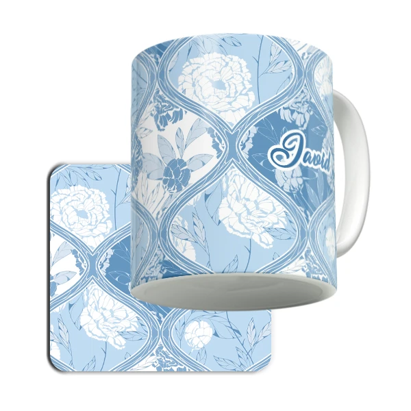 ماگ لاژید مدل اسم جاوید کد Batik02 به همراه زیرلیوانی