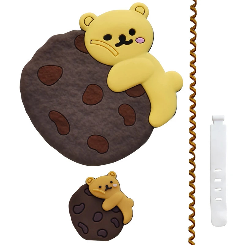 محافظ کابل پیکسی طرح خرس مدل B_Cookie Bear به همراه محافظ شارژر دیواری مجموعه 4 عددی