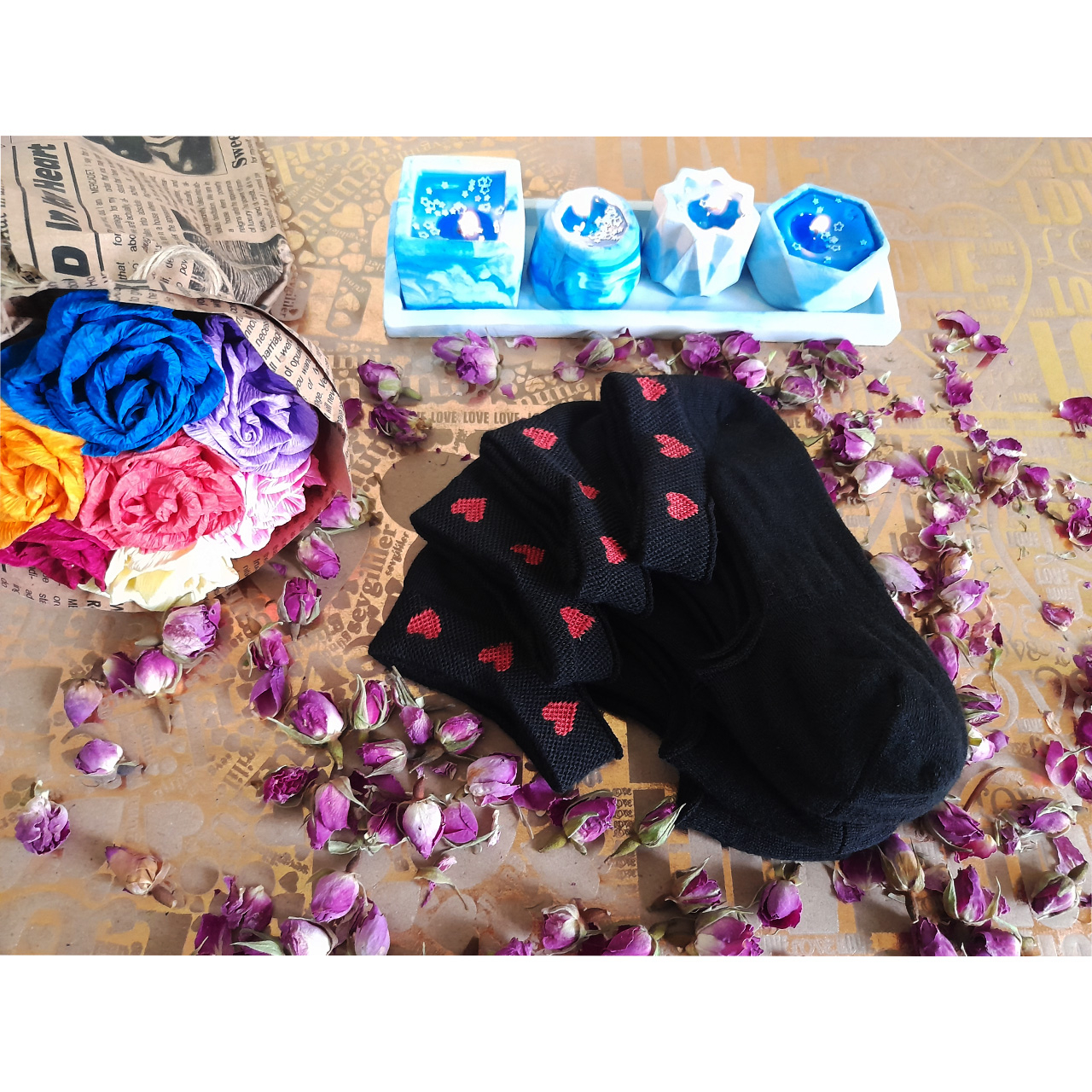 جوراب کالج زنانه لنتر مدل بندی کد MM-04 رنگ مشکی مجموعه 4 عددی