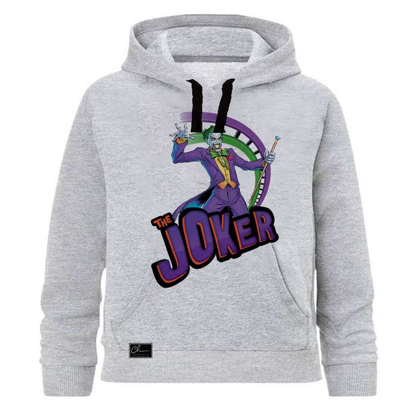 هودی پسرانه طرح joker کد J131 رنگ طوسی