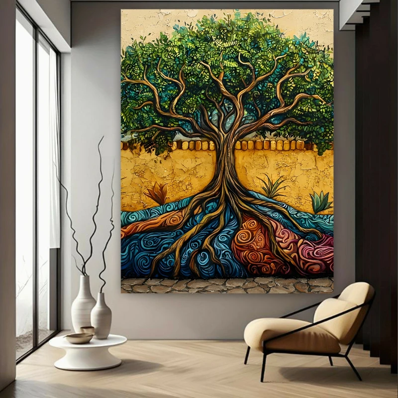 تابلو بوم طرح درخت زندگی مدل ریشه های بلند کد FP106118