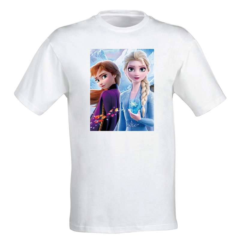 تی شرت آستین کوتاه دخترانه طرح السا و آنا کد 60