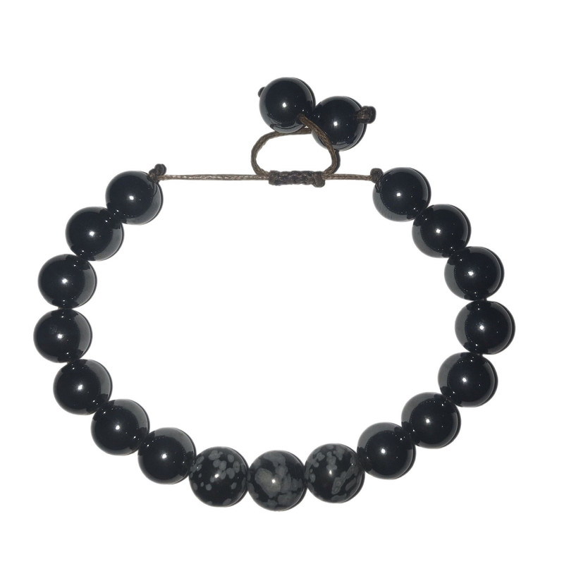 دستبند مدل سنگ حدید و ابسیدین کد S-93