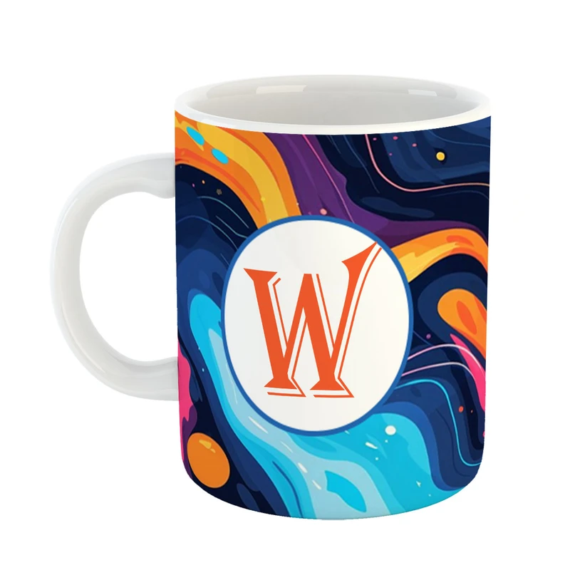 ماگ پادآفرین مدل فانتزی طرح حرف W کد 28