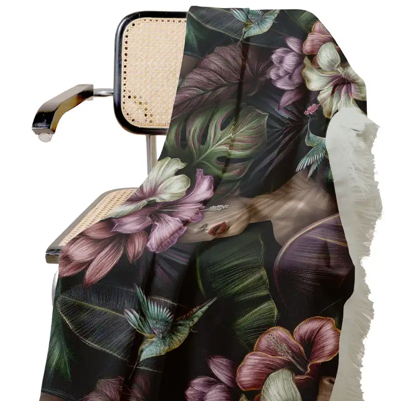 شال مبل مدل ملکه گل ها کد F2SH1040 سایز 100x180 سانتی متر