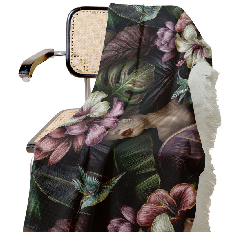 شال مبل مدل ملکه گل ها کد F2SH1040 سایز 100x180 سانتی متر