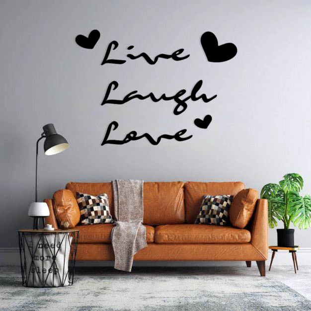 استیکر دیواری طرح live laugh love مجموعه 7 عددی 