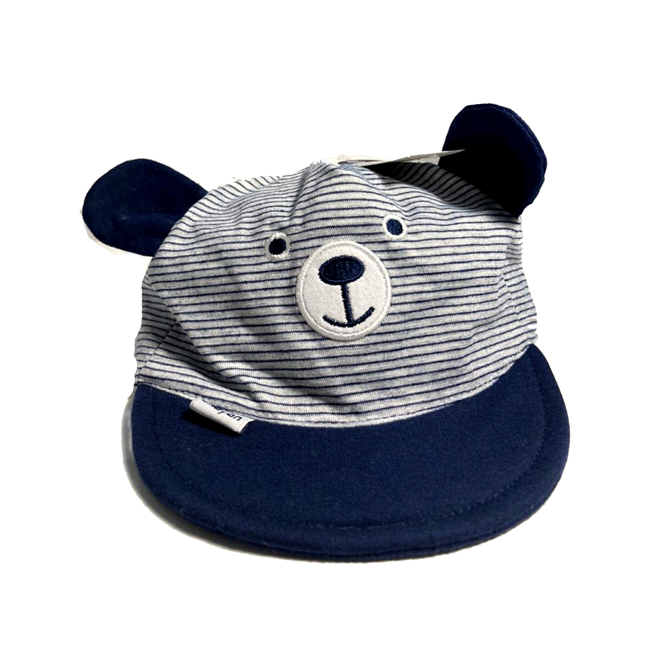 کلاه کپ نوزادی مدل راه راه رنگ آبی