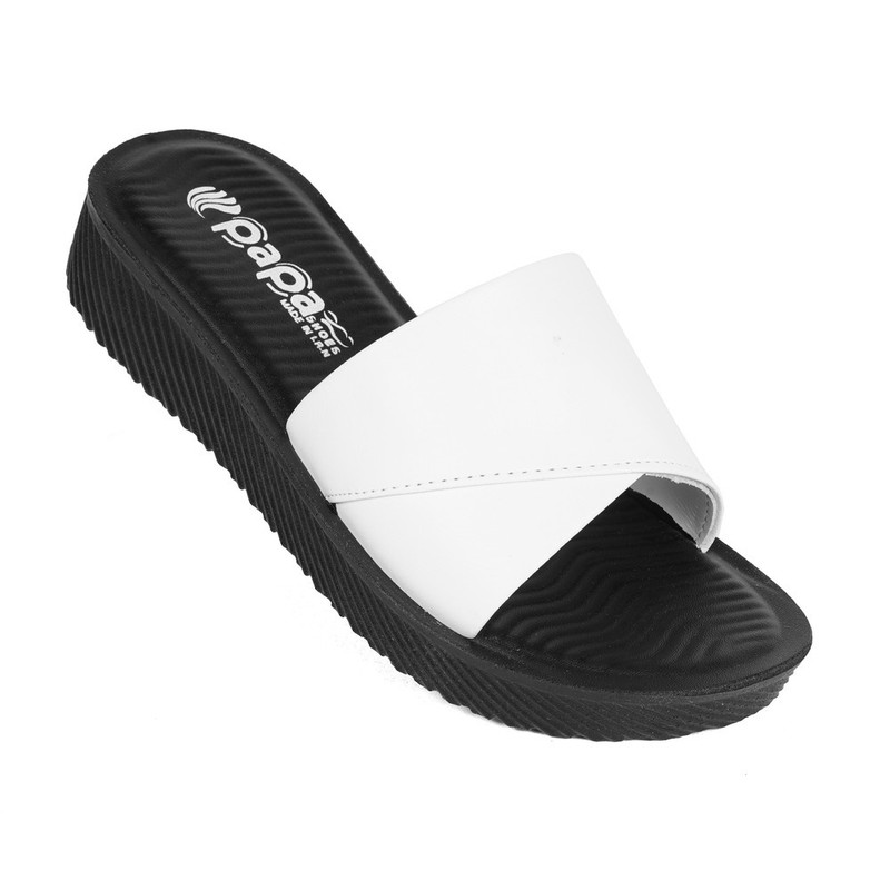 دمپایی زنانه پاپا مدل آیسان رنگ سفید