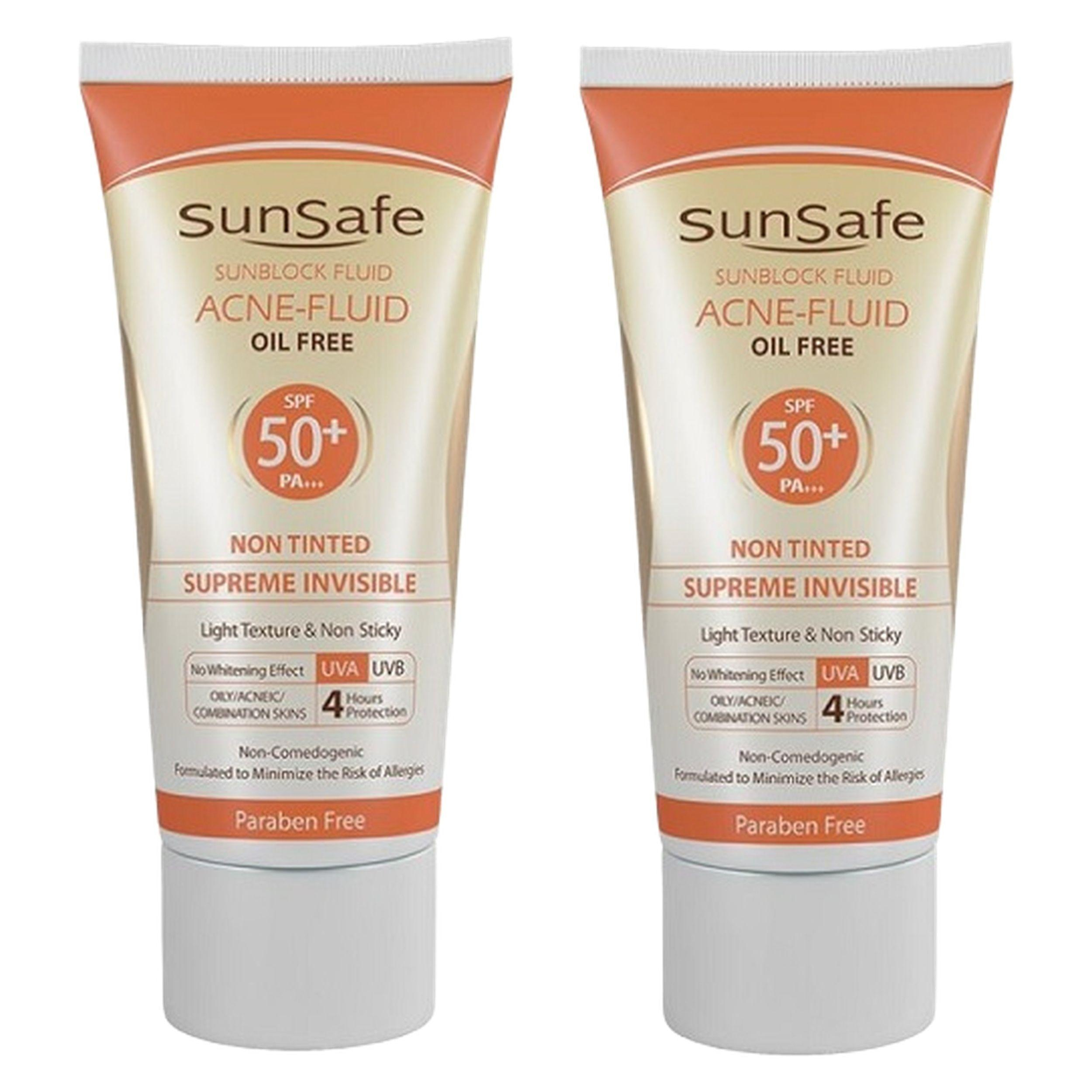 کرم ضدآفتاب سان‌سیف مدل ACNE FLUID حجم 50 میلی‌لیتر مجموعه 2 عددی