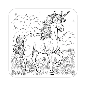 زیر لیوانی کاکتی طرح اسب تک شاخ و یونیکورن مدل mp33047