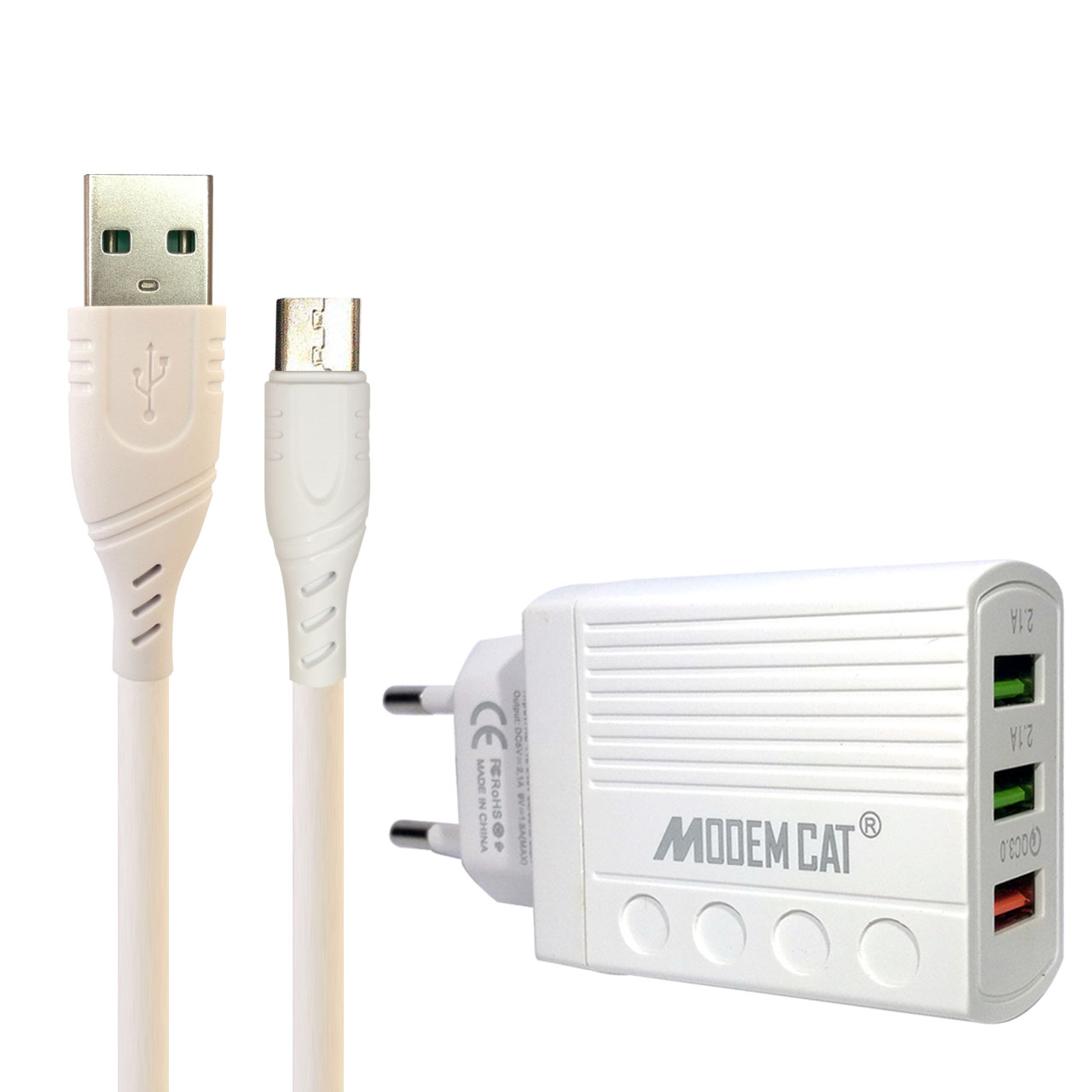 شارژر دیواری مودم کت مدل MTC-003 به همراه کابل تبدیل microUSB