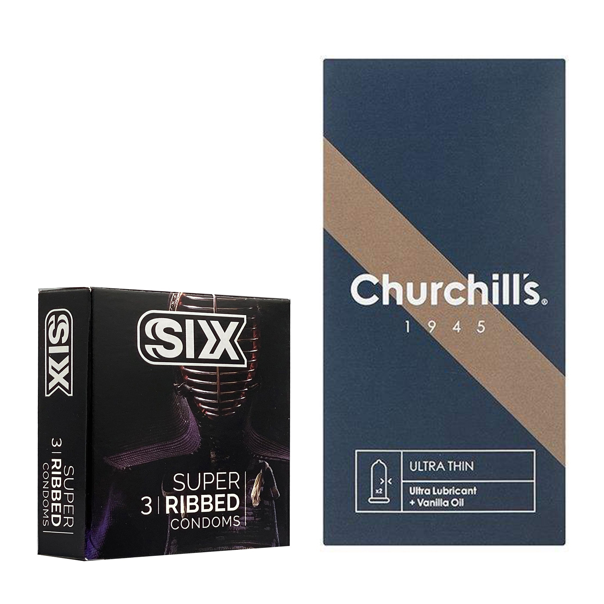کاندوم چرچیلز مدل Ultra Thin بسته 12 عددی به همراه کاندوم سیکس مدل شیاردار بسته 3 عددی 