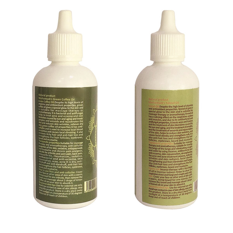 روغن تقویت کننده  مو، مژه و ابرو مرهم یاب مدل رازیانه و قهوه سبز حجم 80 میلی لیتر مجموعه 2 عددی