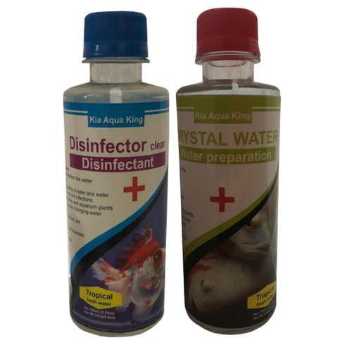 محلول ضدعفونی کننده آکواریوم مدل sz-2 حجم 250 میلی لیتر به همراه محلول شفاف کننده آب آکواریوم 