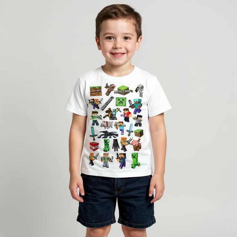 تی شرت آستین کوتاه پسرانه مدل ماینکرفت WS 54