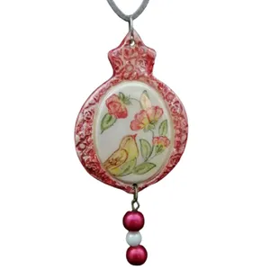 گردنبند دخترانه مدل انار طرح گل و مرغ لاستردار کد 9087975
