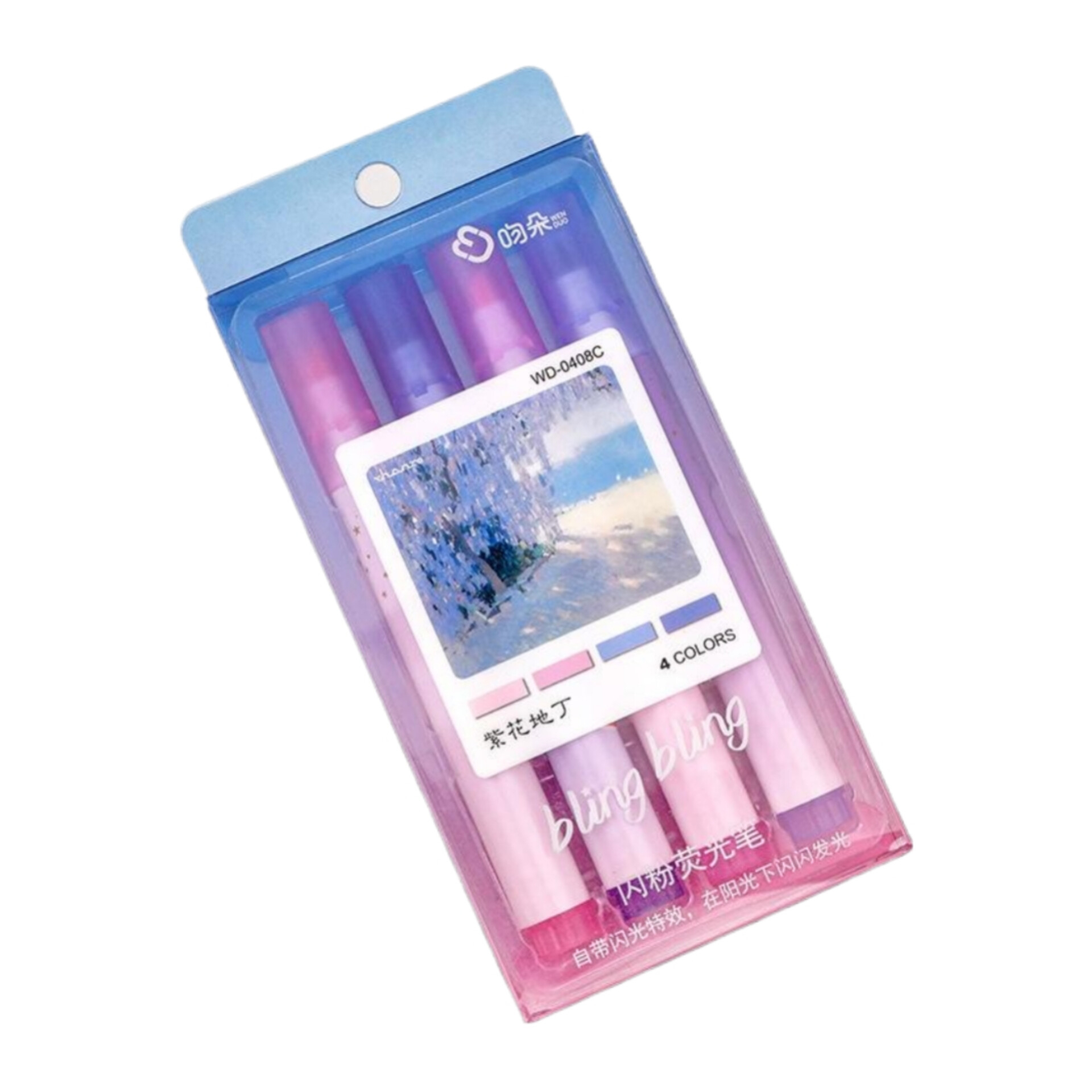 ماژیک علامت گذار مدل وندو شاین دار Lavender bling bling بسته 4 عددی
