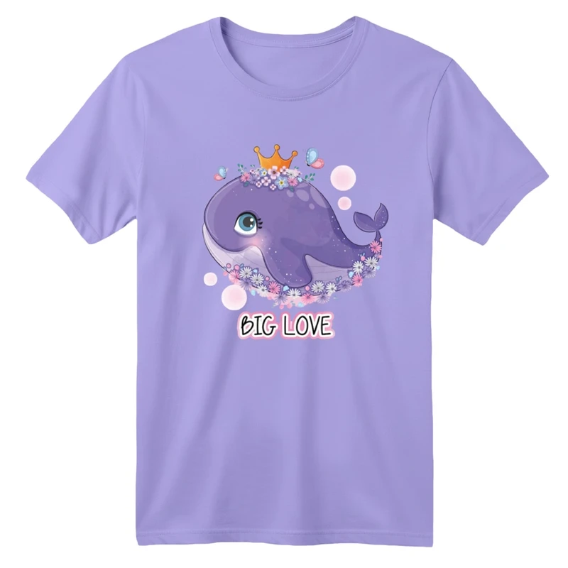 تی شرت آستین کوتاه بچگانه مدل نهنگ تاجدار