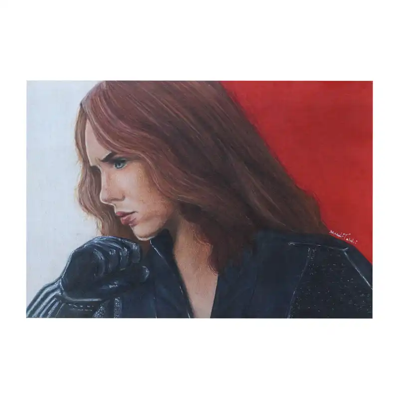 نقاشی مداد رنگی مدل اسکارلت جوهانسن کد 01