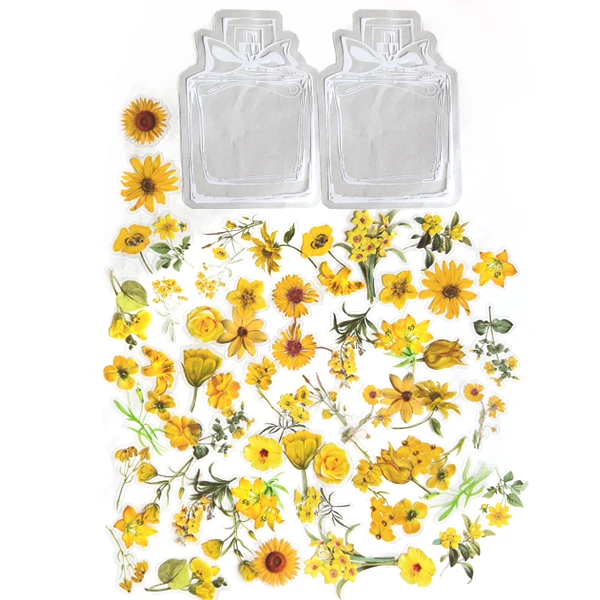 برچسب مدل برش خورده اسکرپ بوک طرح گل و گلدان بسته 60 عددی