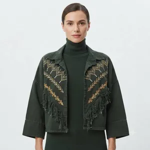 کراپ کت زنانه مدل گلدوزی کد 01