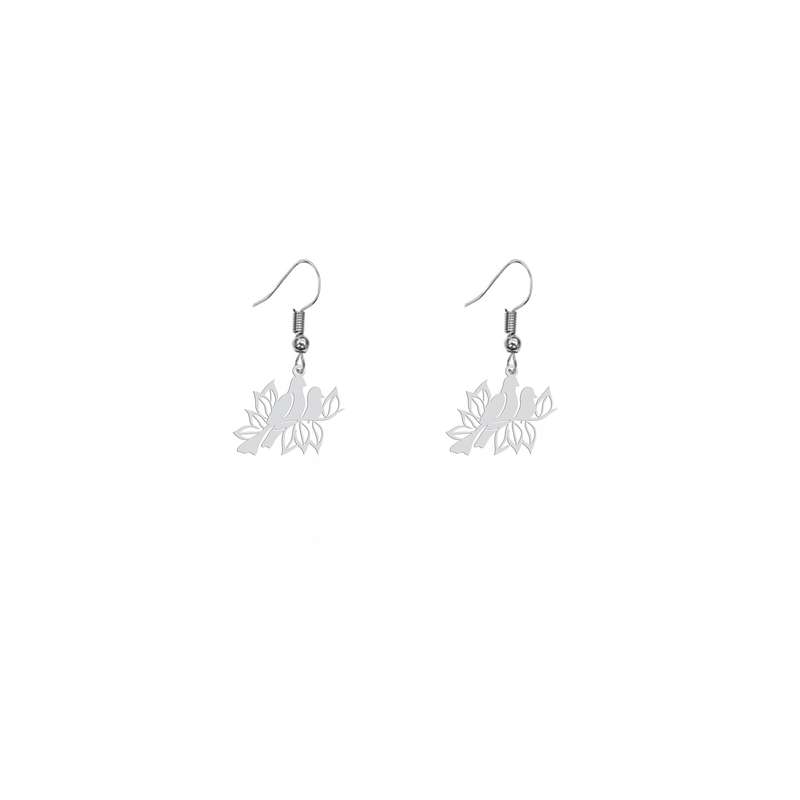 گوشواره زنانه هایکا طرح شاخه و پرنده مدل ha-341