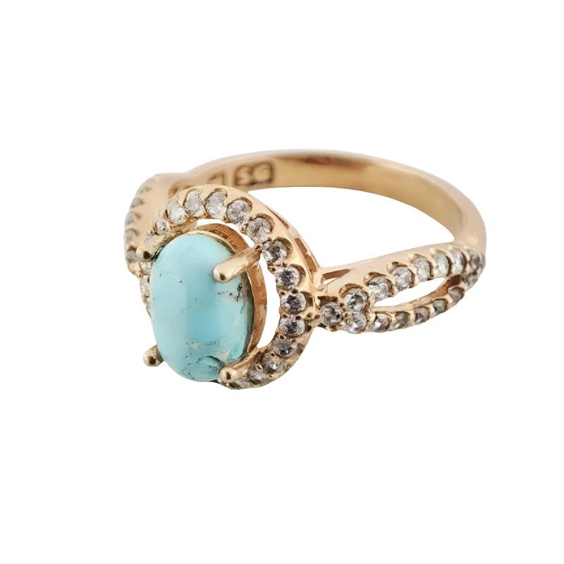 انگشتر زنانه مدل طلا روس فیروزه نیشابور q049