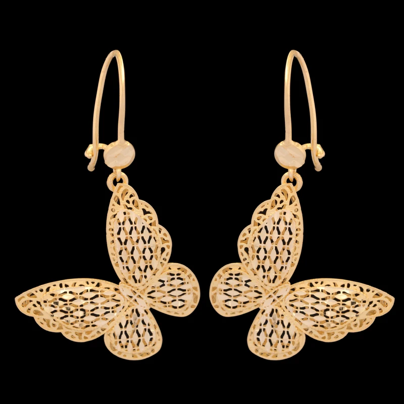 گوشواره عصایی طلا 18 عیار زنانه طلای مستجابی مدل پروانه کد 125864