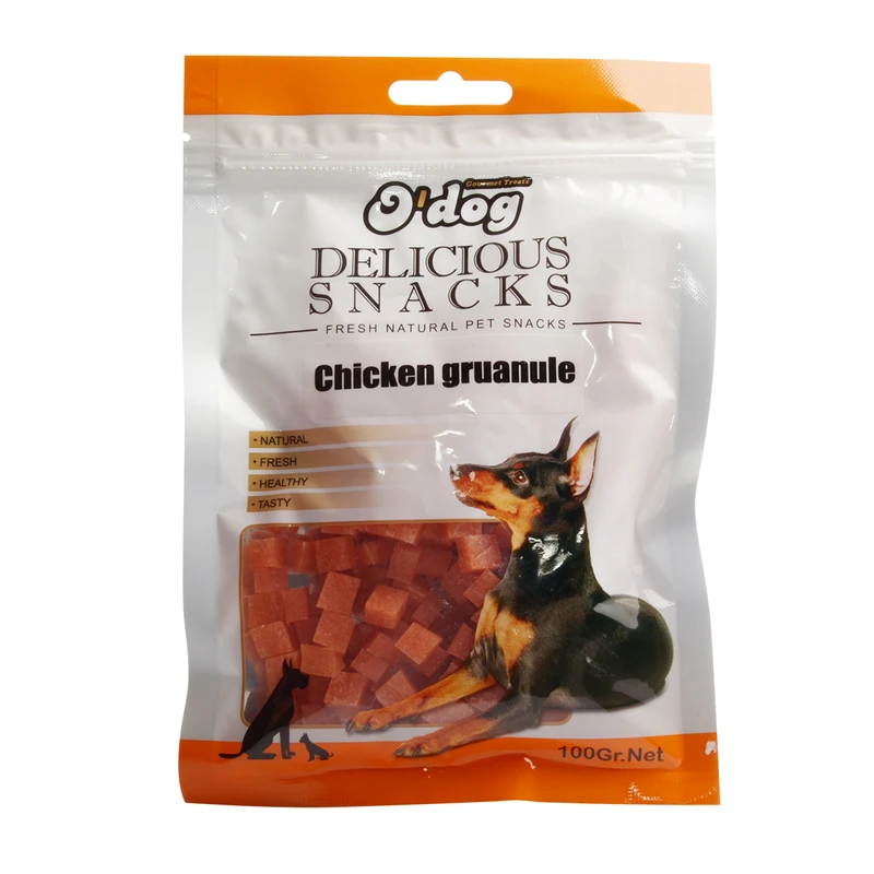 تشویقی سگ اداگ مدل مرغ مکعبی وزن ۱۰۰ گرم