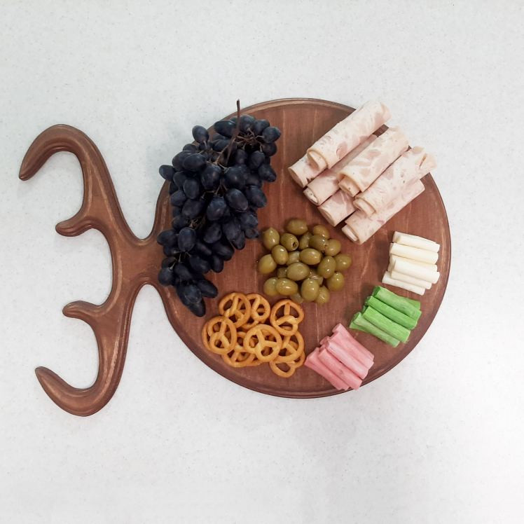 تخته گوشت مدل چوبی طرح شاخ گوزنی گرد کد 02 مجموعه 3 عددی