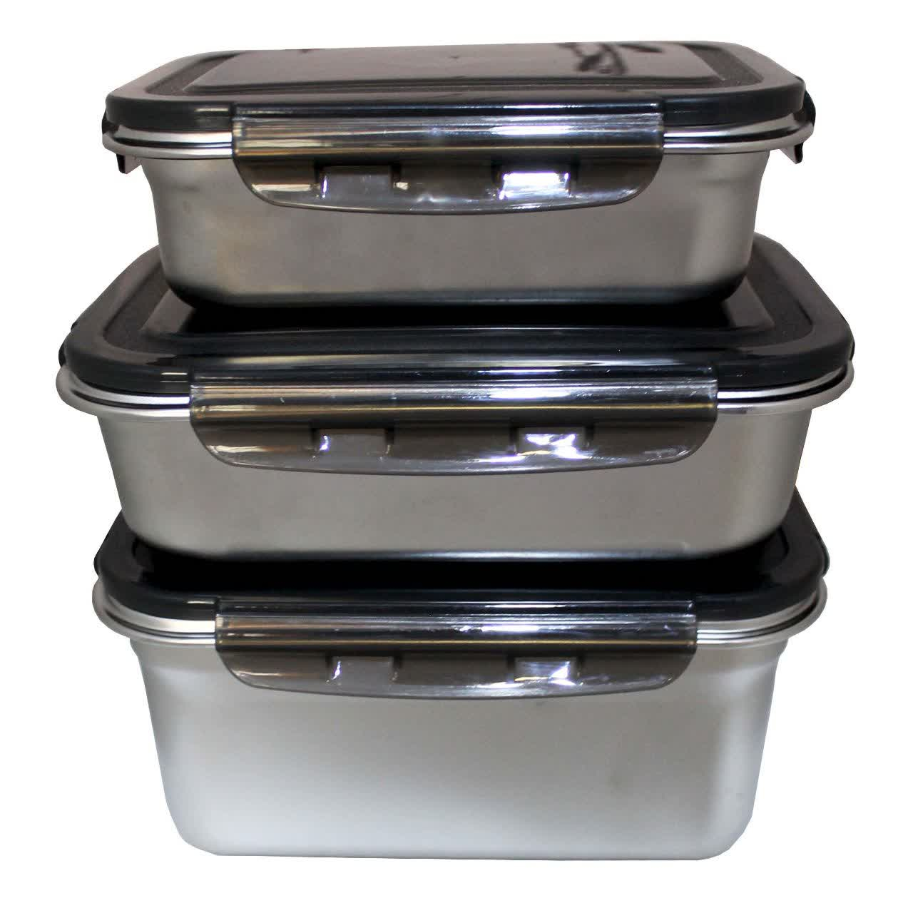 ظرف نگهدارنده غذا مدل مستطیل بسته سه عددی