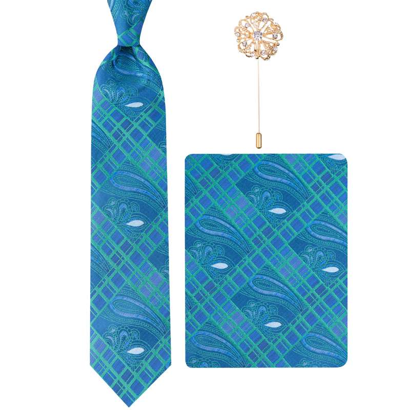 ست کراوات و دستمال جیب و گل کت مردانه مدل GF-PA1061RE-BL 