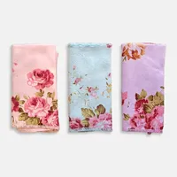دستمال آشپزخانه مدل حوله ای مکروفایبر طرح گلدار بسته 3 عددی