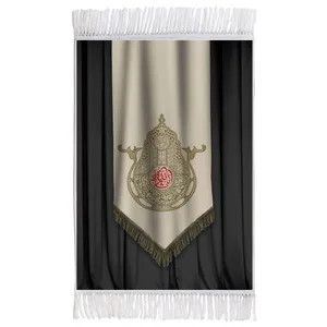 فرش ماشینی دیوارکوب اطلس آبی طرح یا ثار الله مدل T2643