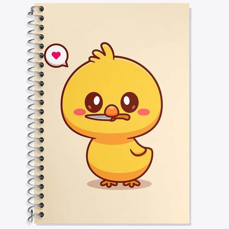 دفتر زبان 50 برگ خندالو مدل دو خط طرح حیوانات بامزه جوجه کد 29659