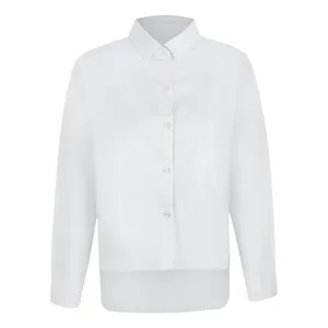 شومیز آستین بلند زنانه ژیار مدل اندامی جلو کوتاه و پشت بلند رنگ سفید