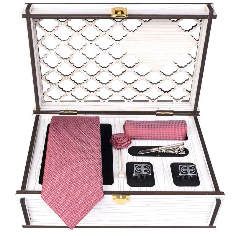 ست کراوات و دستمال جیب و دکمه سردست و گل کت مردانه جیان فرانکو روسی مدل GF-PO875-BOX
