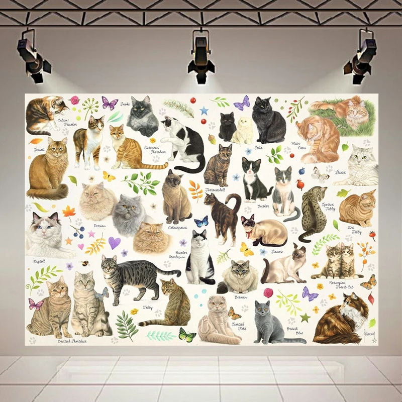 پوستر پارچه ای طرح گربه مدل نژادها کد AR18330