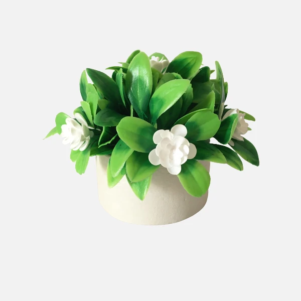 گلدان به همراه گل مصنوعی مدل ریحان گلی کد 688