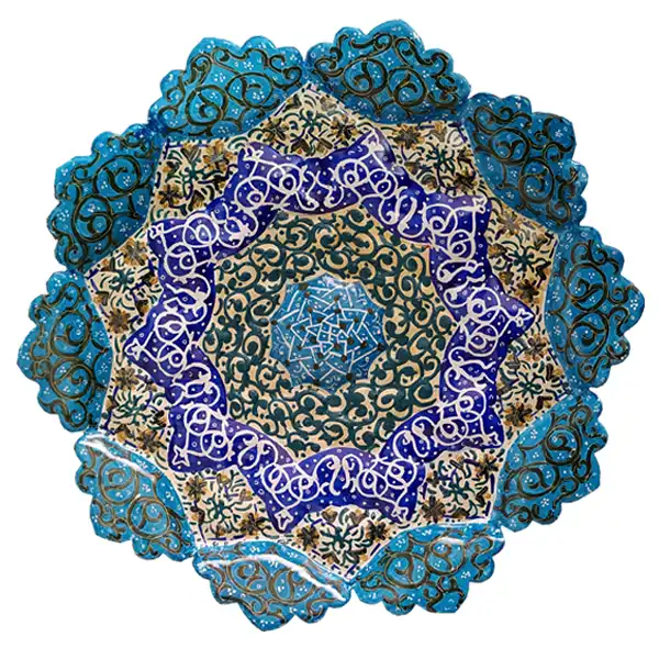بشقاب میناکاری مدل اسلیمی ختایی کد 33