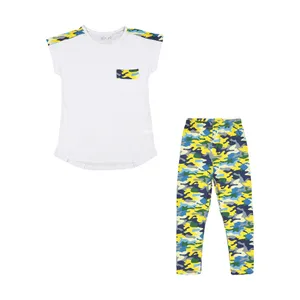 ست تی شرت آستین کوتاه و لگینگ دخترانه روح مدل 2181115-1