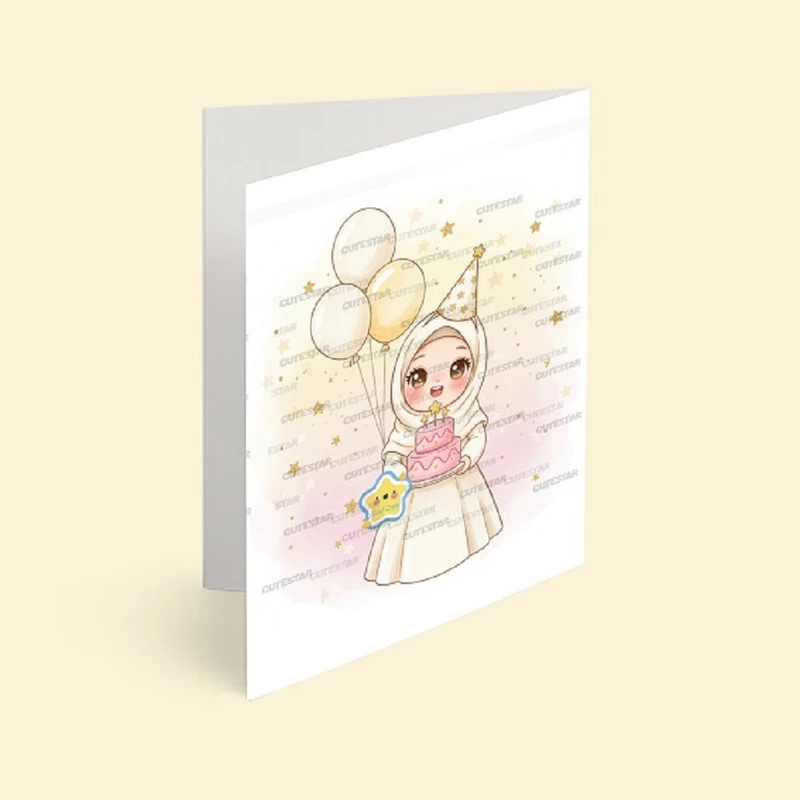 کارت دعوت کیوت استار مدل تولد تم دختر و ستاره مجموعه 6 عددی