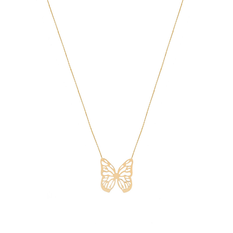 گردنبند طلا 18 عیار زنانه الی گالری مدل دو بال پروانه متصل