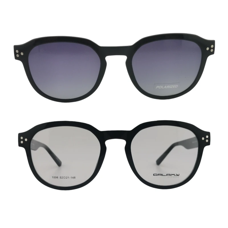 فریم عینک طبی گرد گلکسی مدل 1006 مناسب برای انواع فرم صورت به همراه کاور آفتابی