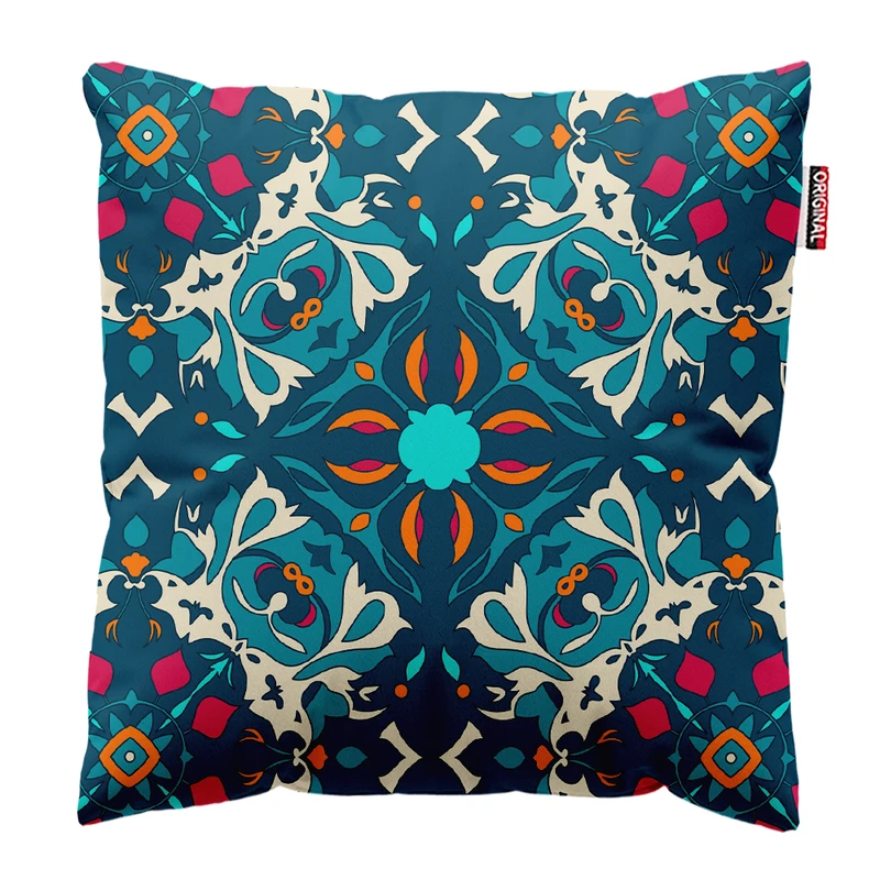 کوسن پاد آفرین مدل سنتی طرح گلیم فرش کد PK402236 سایز 40*40 سانتی متر