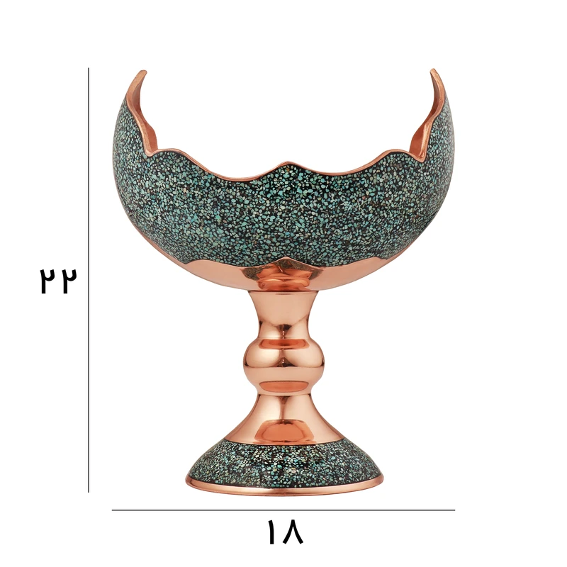 عکس شماره 2 : کشکول فیروزه کوبی مسی مدل چکشی کد 3