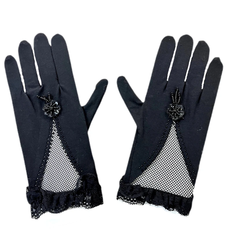 دستکش زنانه مدل مجلسی تور و نگین و گل